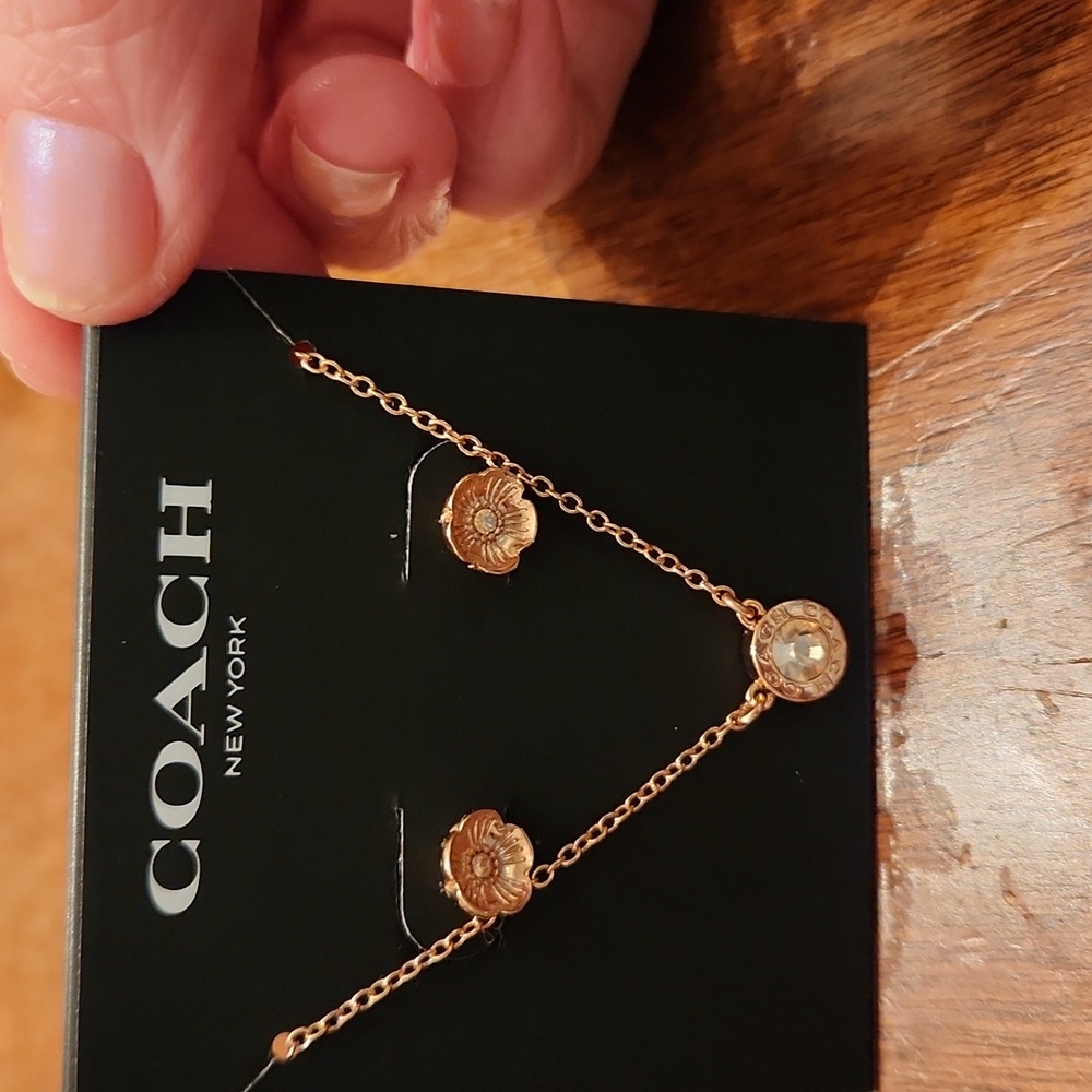 Coach Gold Floral Necklace and Earring Set